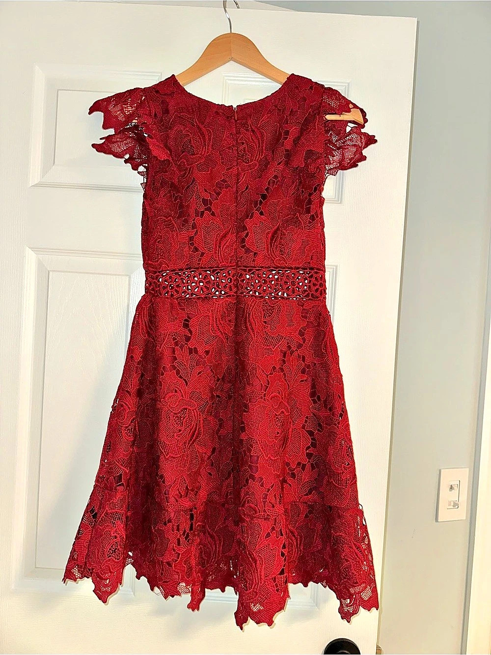 BB Dakota Yale Lace Panel Fit & Flare Dress Lace Mini Dress in Red Size 4 Like